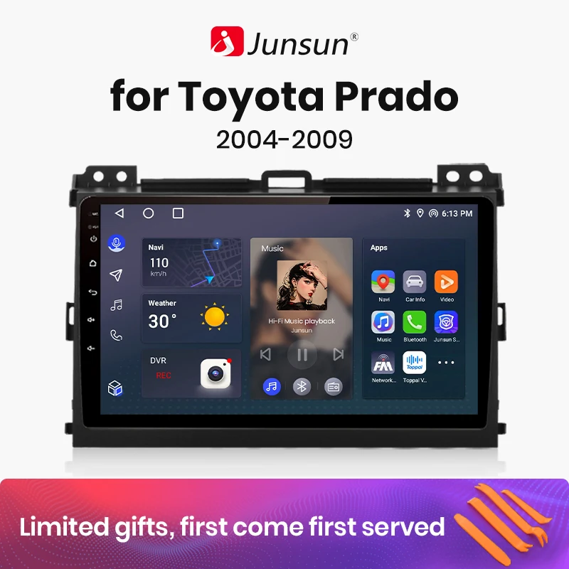 Junsun V1 Pro 4G + 64G Android 10 Автомобильный мультимедийный плеер для Toyota Land Cruiser Prado 2004-2009 с GPS-навигацией...