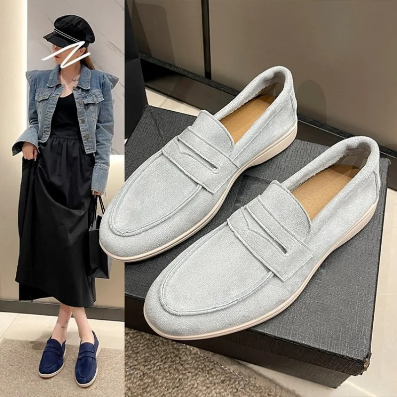 Women Loafers Spring Slip on Woman Designer Them Flat Shoes British Style Retro Breathable Mules Comfortable Flat Shoes 2024