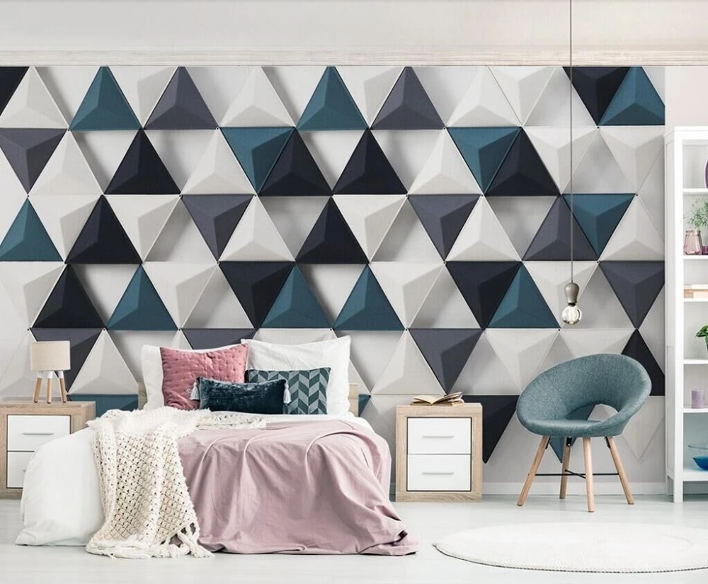 3D triangle fashion modern minimalist TV background wall professional production wallpaper wallpaper