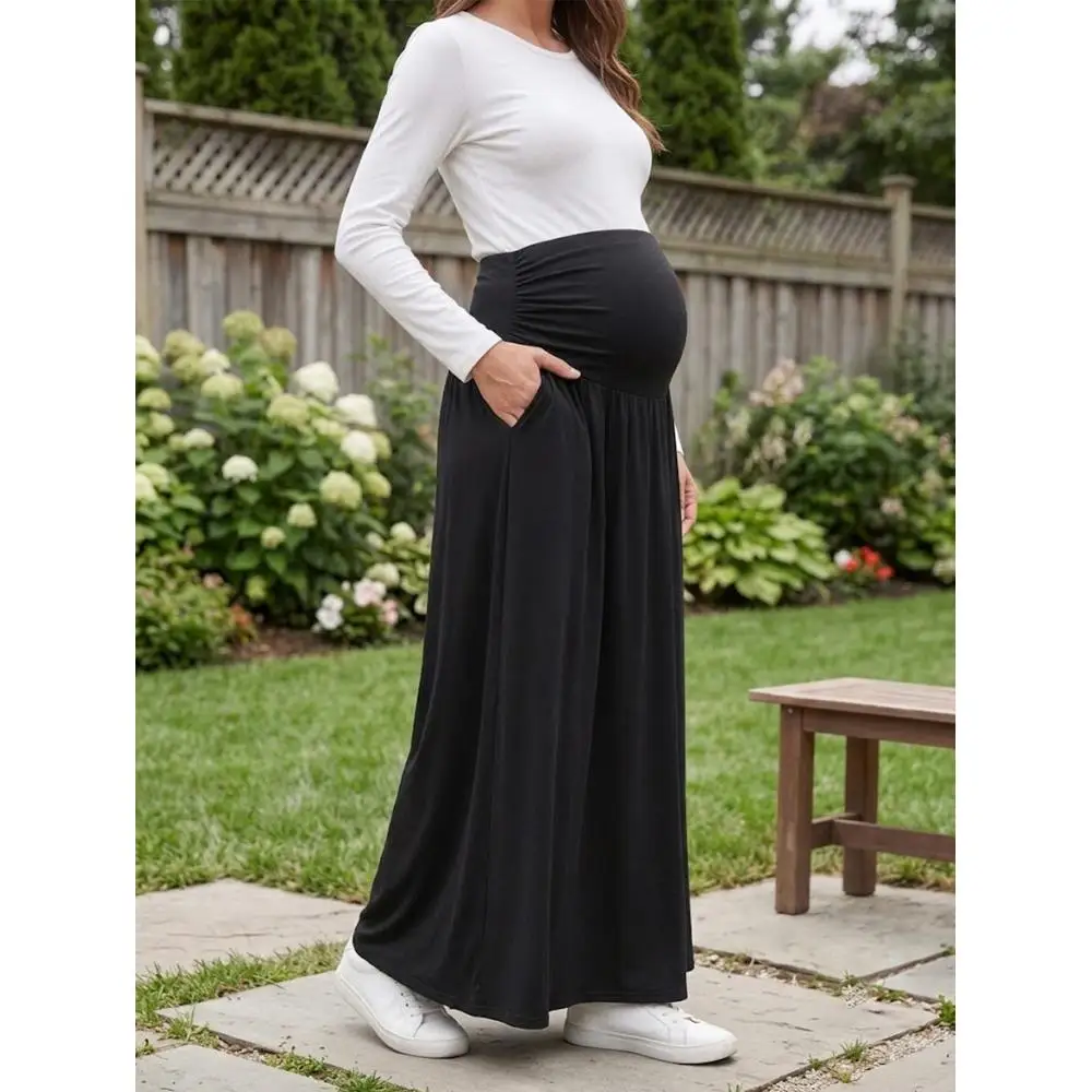 Maternity Maternity with pockets black long dress autumn winter home casual versatile comfortable skirt maternity wear - Aliexpress Deal