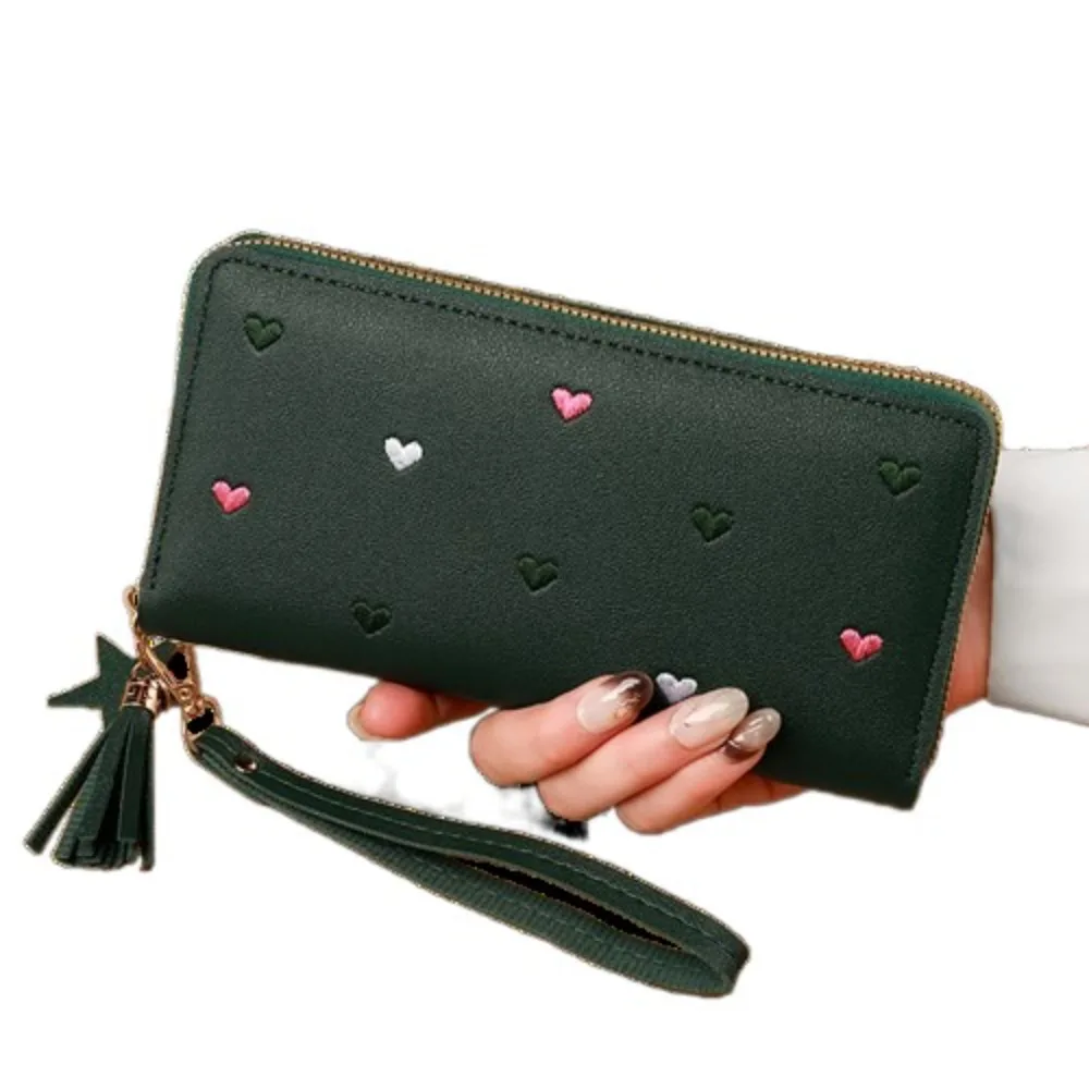 

Модный корейский женский длинный кошелек из искусственной кожи с длинной кисточкой, большой вместительный кошелек, держатель для нескольких карт, складной клатч для студентов