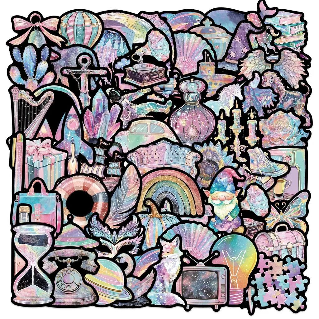 50PCS Schwarz Lila Psychedelic Graffiti Aufkleber für Fahrrad Hand Konto Federmäppchen Aufkleber BulingBulingStickers Store