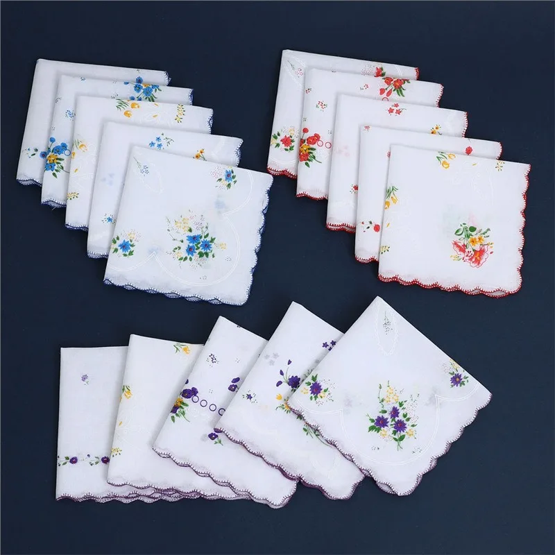 3 pezzi fazzoletto di cotone stampato fazzoletto bordo in puro cotone asciugamano sottile assorbente pulire il sudore forniture di nozze quadrate 28 cm