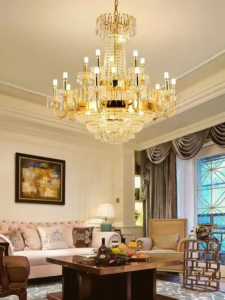 

American Crystal Chandelier European Luxury Droplight Hanging Lamps for Ceiling Casa Home Decoration Living Room Decor Lustres