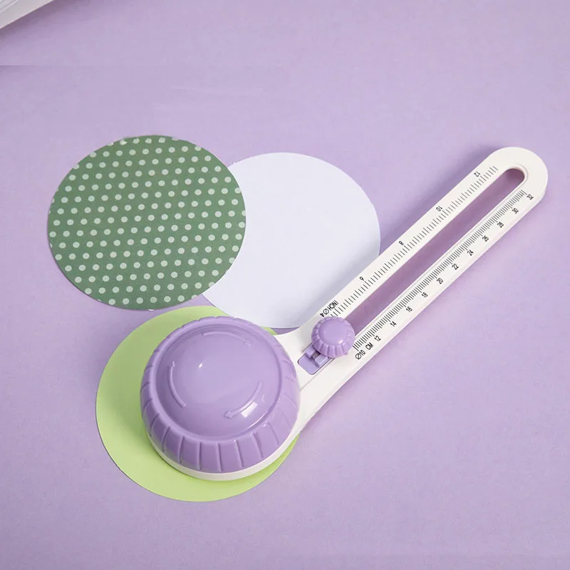 Macaron Color Circular Paper Cutter Scrapbook Cards Circle Shape Cutter 360 Rotary Circle Cutter Manual DIY Round Cutting Knife