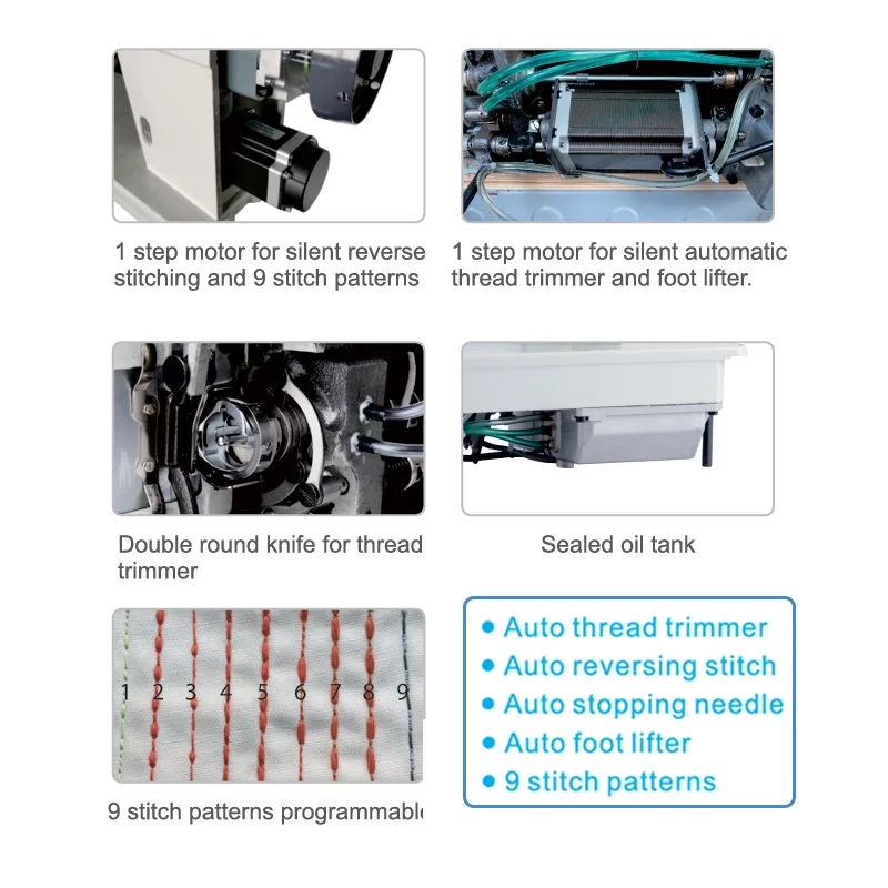 MC S9-2S DOUBLE Stepping Single Needle Lockstitch Sewing Machine With Table Can Make 9 Patterns New Sewing Machine