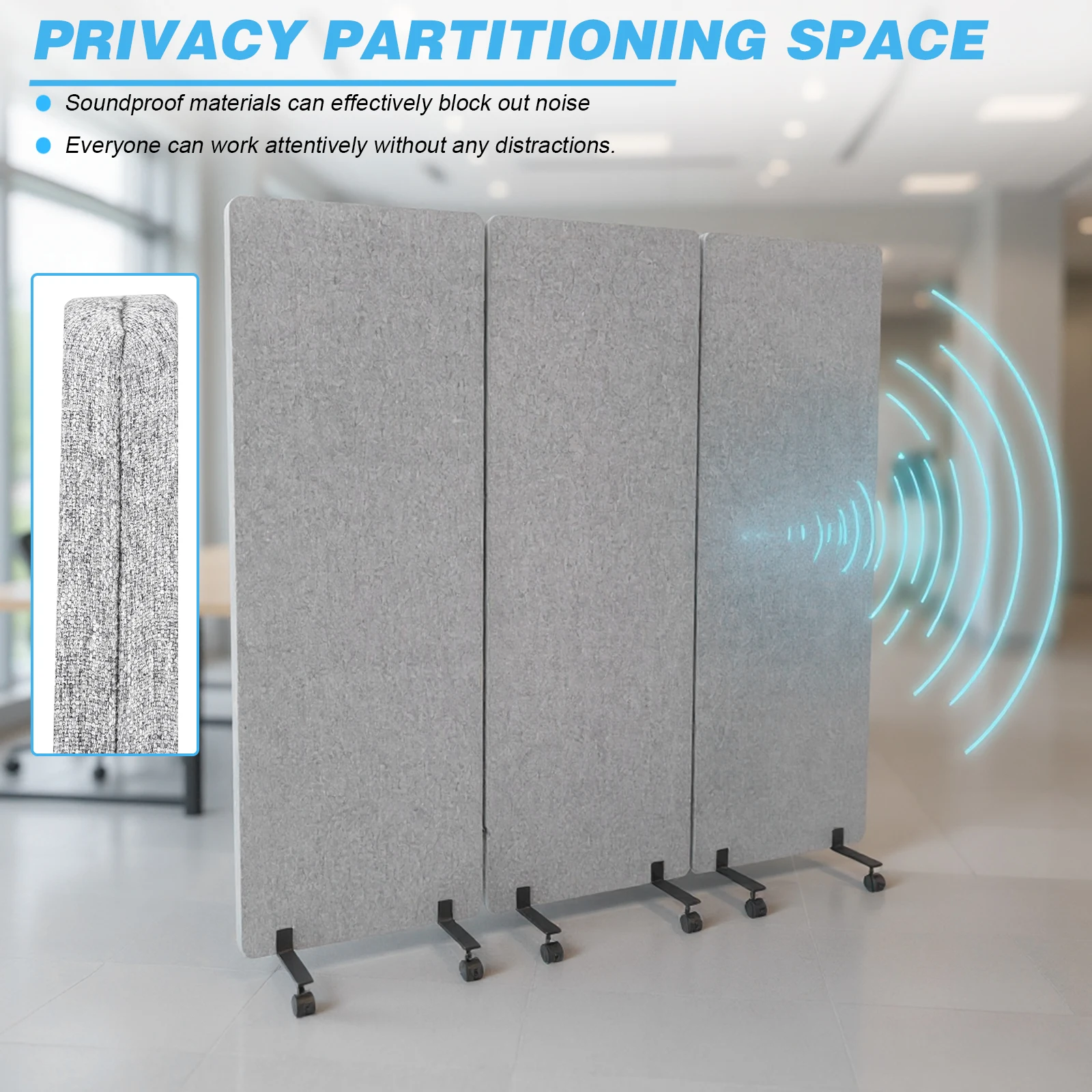 3-Panel Trifold Freestanding Partition Room Dividers Freestanding Office Dividers Partition Wall for Home Restaurant