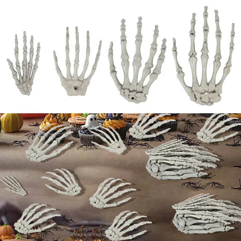 

1 Pair Of Halloween Skeleton Hands Haunted House Bar Party Plastic Horror Props Dummy Hands Bones Halloween Scene Decor Supplies