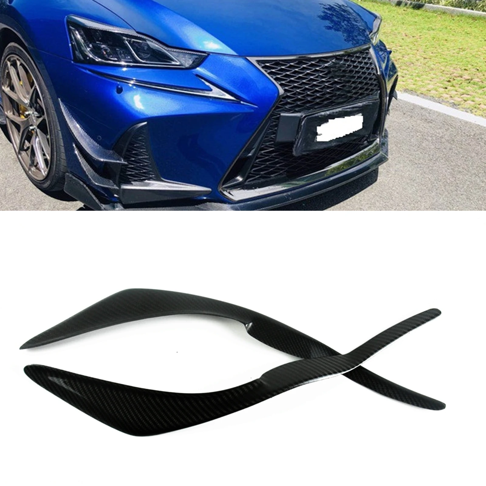 

2PCS Front Headlight Head Lamp Sticker Cover Trim Eyelid Headlamp Eyebrow Brow For Lexus IS300 250 IS200T 2017 2018 2019