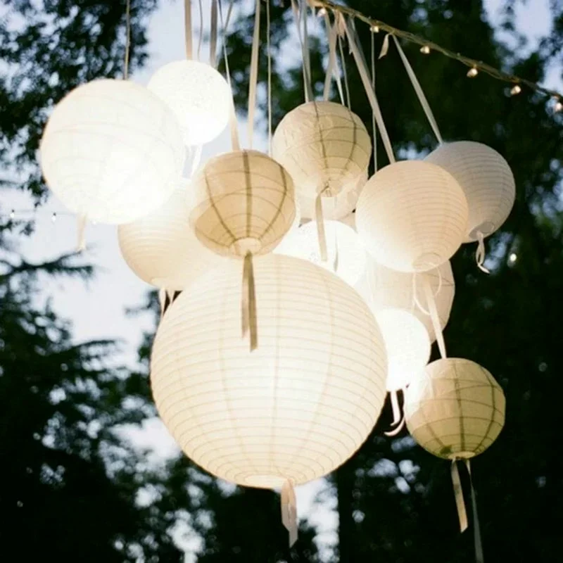 1Pcs Round Waterproof Silk Colth lantern Outdoor Hanging Silk lampion Grand Event  Birthday Party Wedding Supplies 12Inch/30cm