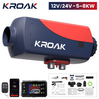 KROAK 5-8KW Diesel Car Parking Heater 12V 24V Air Heater 10L Tank LCD & APP & Remote Control for Truck Boat RV Trailer Camper