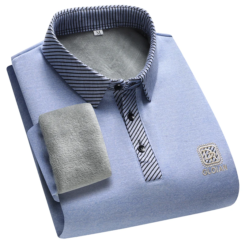 بلوفرات رجالية محبوكة برقبة بولو مبطنة قمصان بولو كاجوال سميكة قمصان بولو بقصة ضيقة بلوزة علوية كورية للرجال