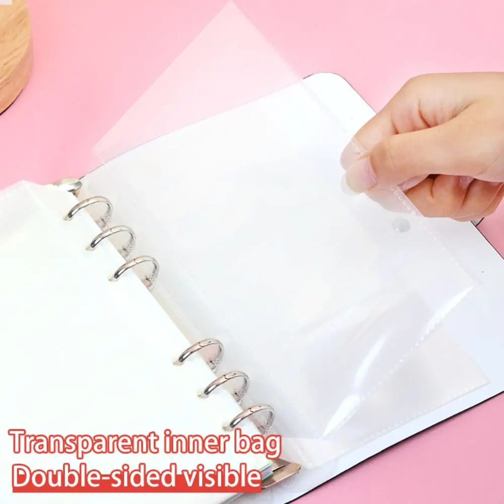 Cartoon A6 PU Leather Notebook Patchwork 100Sheets Loose Leaf Notebook Stationery Budget Sheet Accounting Book Journal Diary