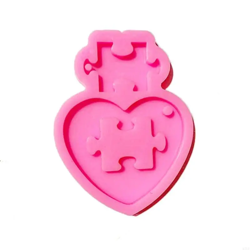 

R7UF DIY Shiny Glossy Love Puzzle Keychain Mold Mould Resin Epoxy Jewelry