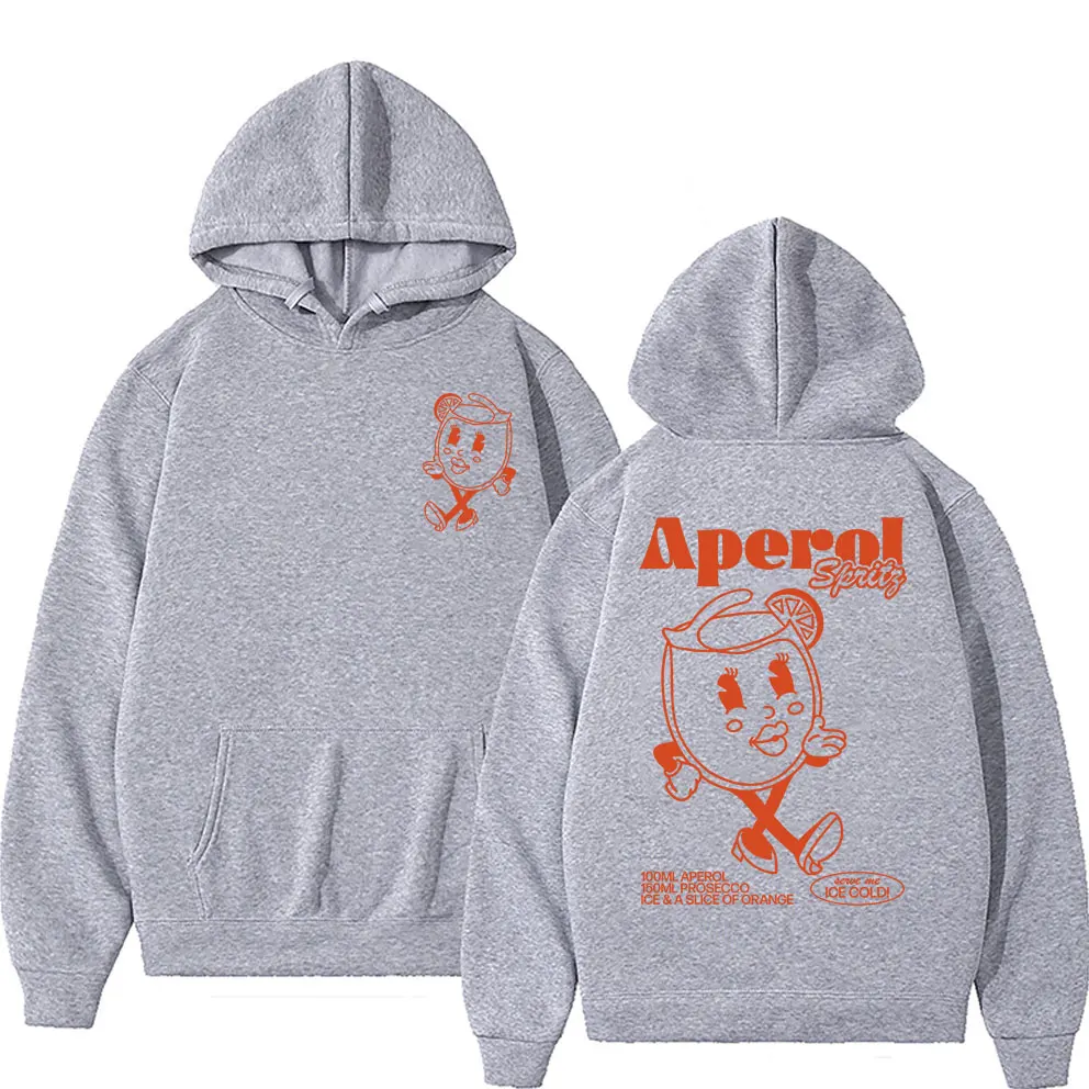 Funny Aperol Spritz Cocktail Graphic Hoodie Men Women Cute Vintage Cartoon Pullover Hoodies Men Casual Fashion Hooded Sweatshirt