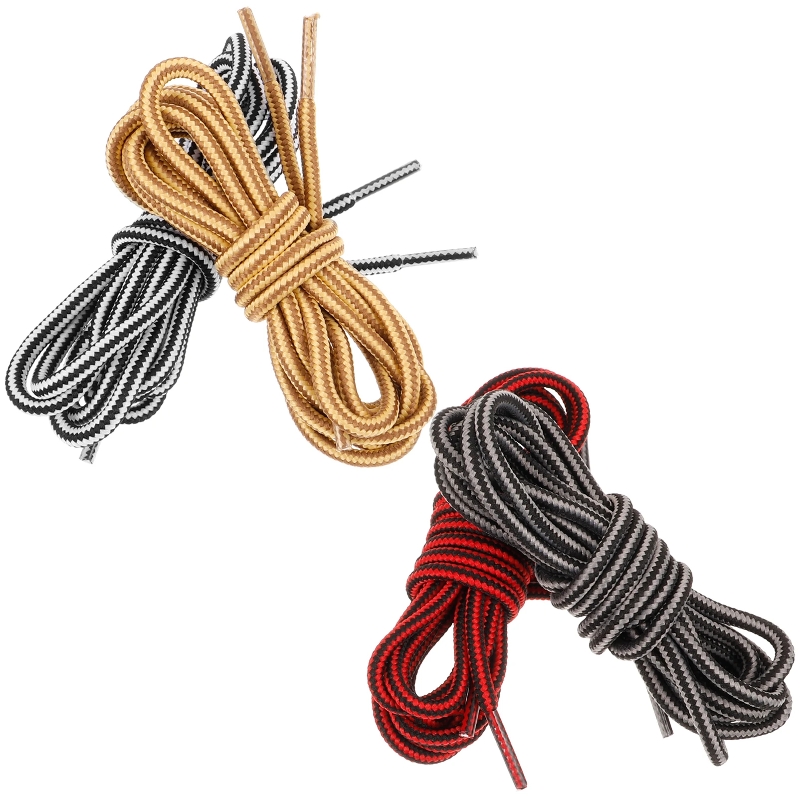 

4 Pairs 120cm Waxed Round Laces for Boots Sneakers Dual Color Striped Replacement Shoelaces Black Red Gray White Yellow Brown