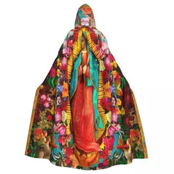 Virgin Of Guadalupe Hooded Cloak Halloween Party Cosplay Woman Men Adult Long Witchcraft Robe Hood