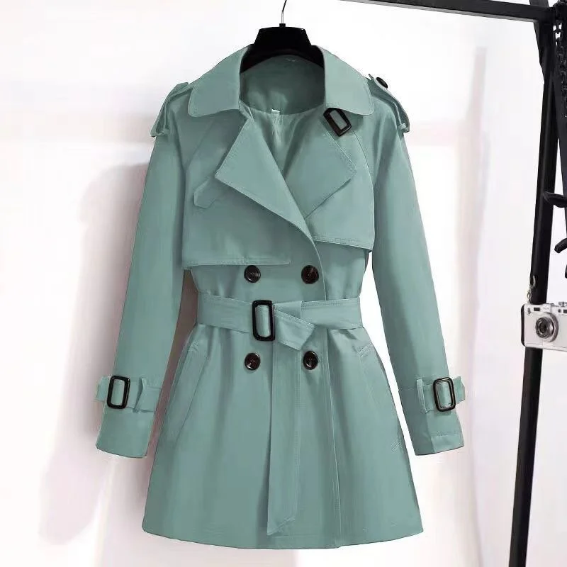 

Chic Turn-down Collar Belt Trench Coats for Women 2025 Autumn Double Breasted Jacket Woman Korean Windbreaker Female Outerwear