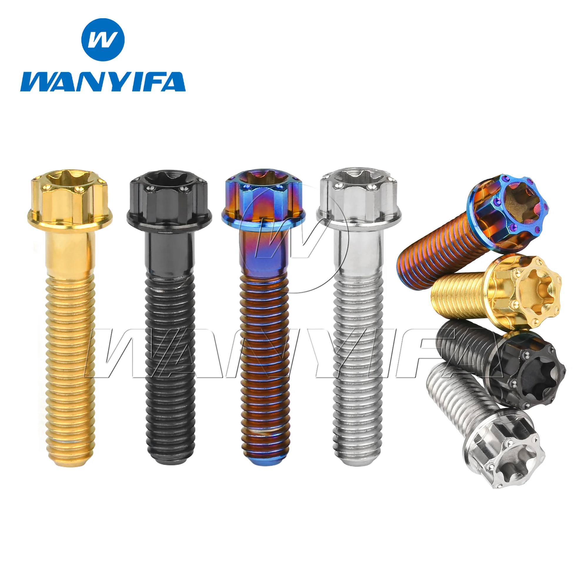 Wanyifa Titanium Bolts M6x10/15/20/25/30mm Flange Torx T30 Head Screw For Motorcycle 10pcs/15pcs