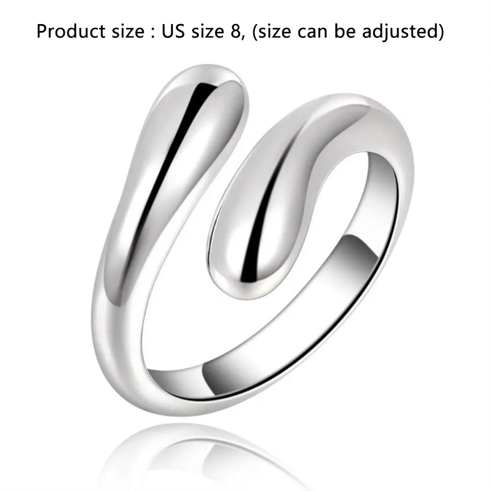 패션 조절 가능한 눈물방울 반지 925 실버 물방울 엄지 반지 유니섹스 더블 라운드 헤드 반지 여성용