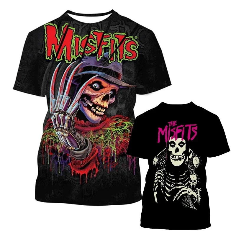 Horror Punk The Misfits Band 3D Print T-Shirt da uomo Fashion Hip Hop Trend Harajuku Street T Shirt Top Unisex abbigliamento oversize