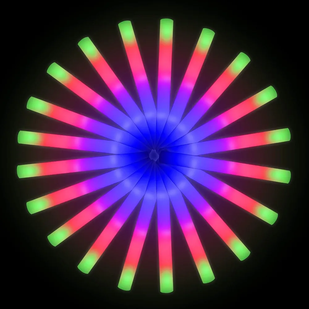 

100 Glows Foam Sticks, LED Glow Sticks 3 Modes Colorful Flashing, Foam Glow Sticks Bulk, Glow In The Dark Party Supplies