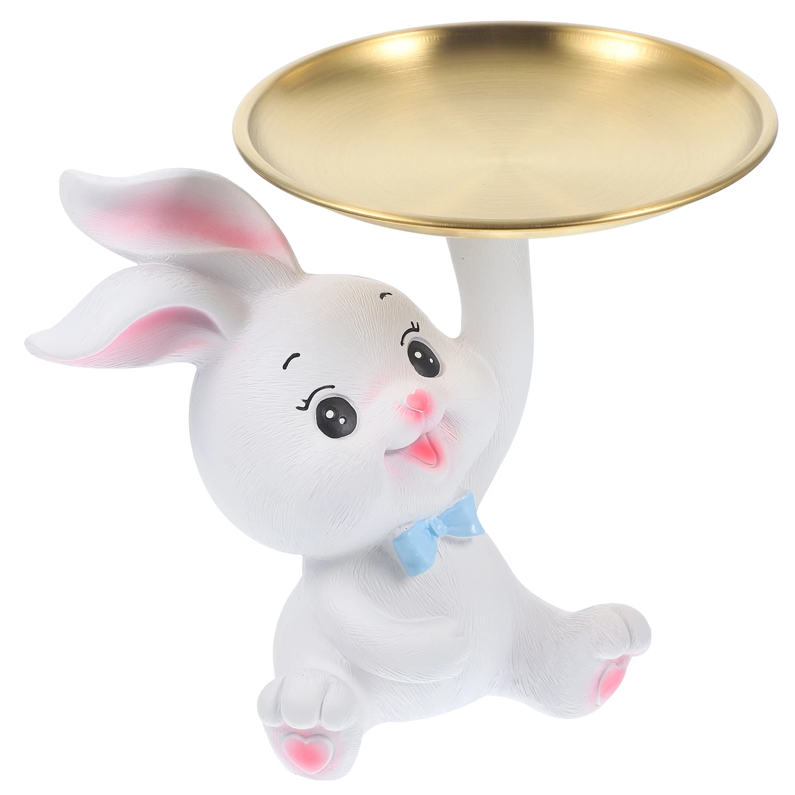 

Thickened Resin Stainless Steel Bunny Storage Tray Jewelry Holder Multifunctional Trinket Plate for Home Desktop Dresser