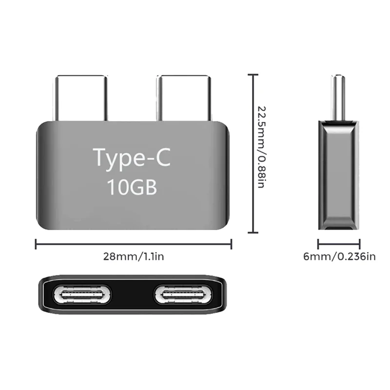 Adaptador extensor Dual tipo C USB-C Thunderbolt 3, adaptador de expansión hembra a macho, 40Gbps, PD 5K, vídeo para MacBook Pro Air