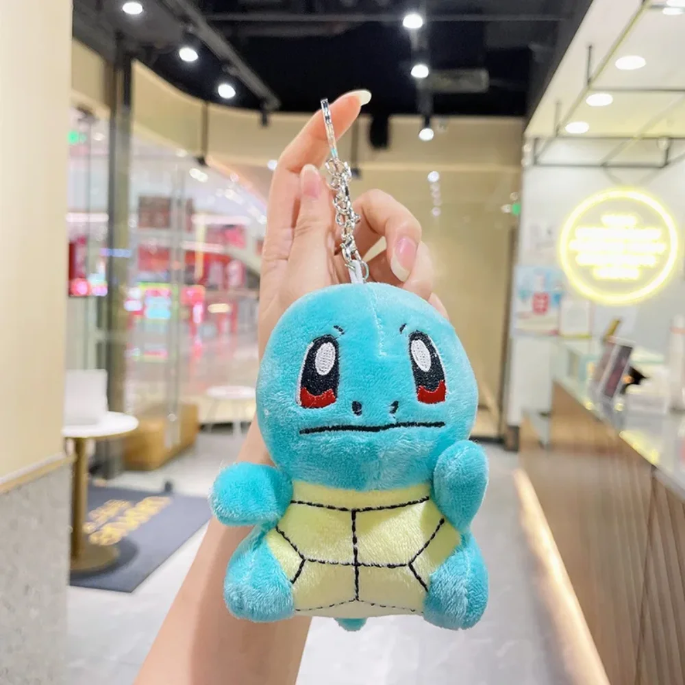 Kawaii Anime Pokemon Pikachu Psyduck Squirtle Keychain Cute Cartoon Plush Doll Backpack Decoration Accessories Girls Gifts