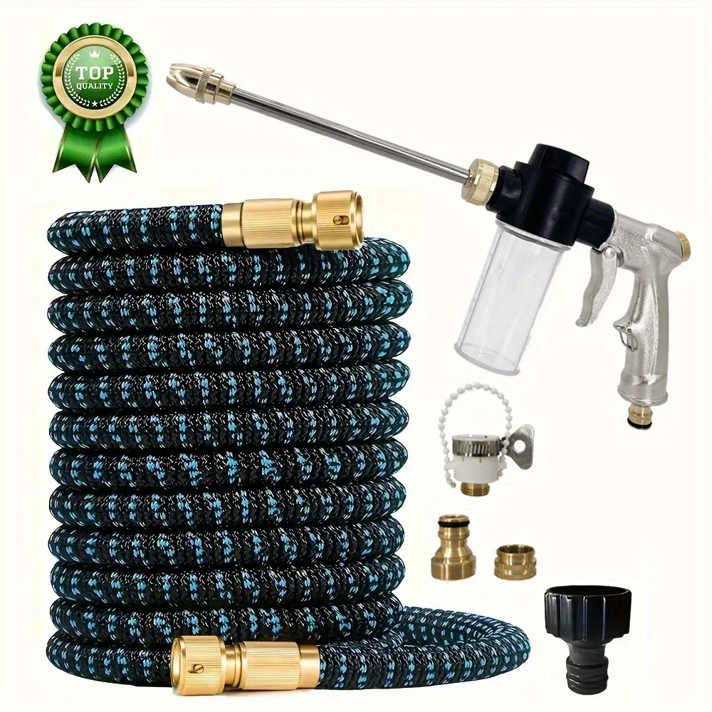 

Rubber Expandable Garden Hose Retractable Design with Leak Proof Connectors No Kink Lightweight for Outdoor Irrigation Yard