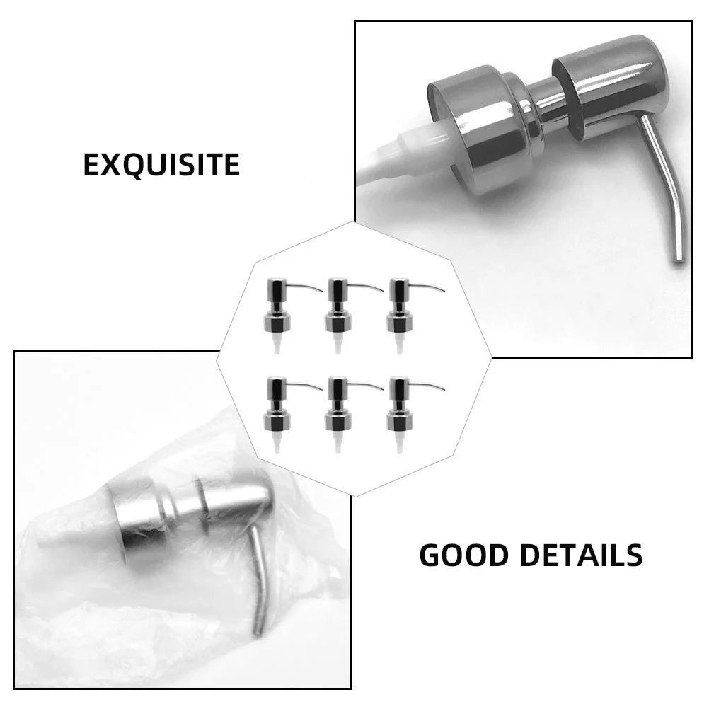 6 個のプレス式ボトルポンプヘッドステンレス鋼ソープディスペンサーポンプ耐久性のある安全なハンドソープ洗剤用