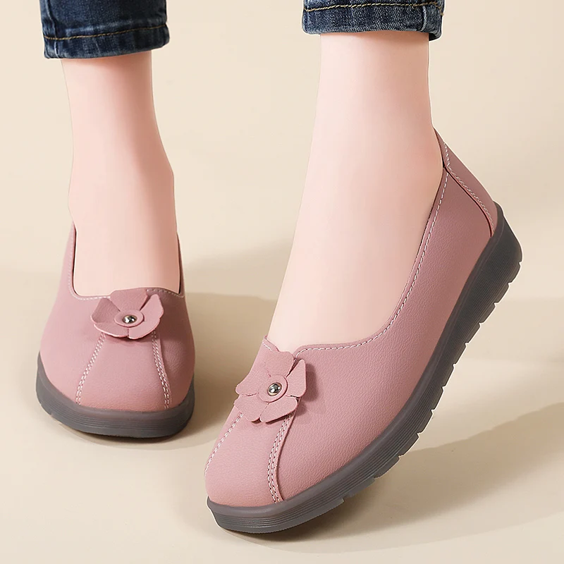 أحذية نسائية رياضية وكاجوال، أحذية بدون كعب، جلد طبيعي 100% مسطح، موضة جديدة، متعددة الاستخدامات، كاجوال ومريحة للأمهات #4