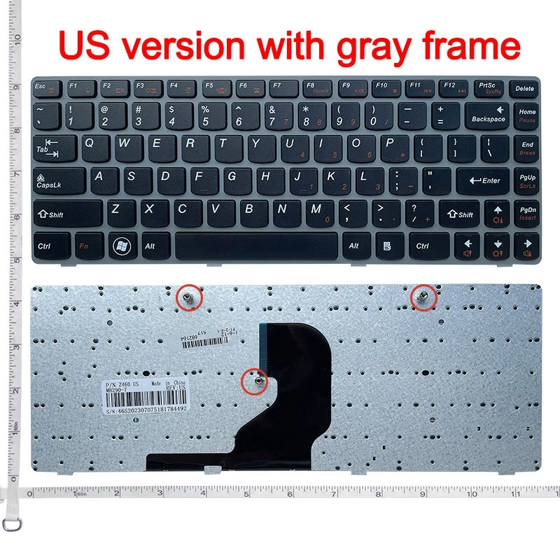 US Laptop Keyboard For Lenovo Z460 Z460A Z460G Z465 z465A Z465G Z450 Grey