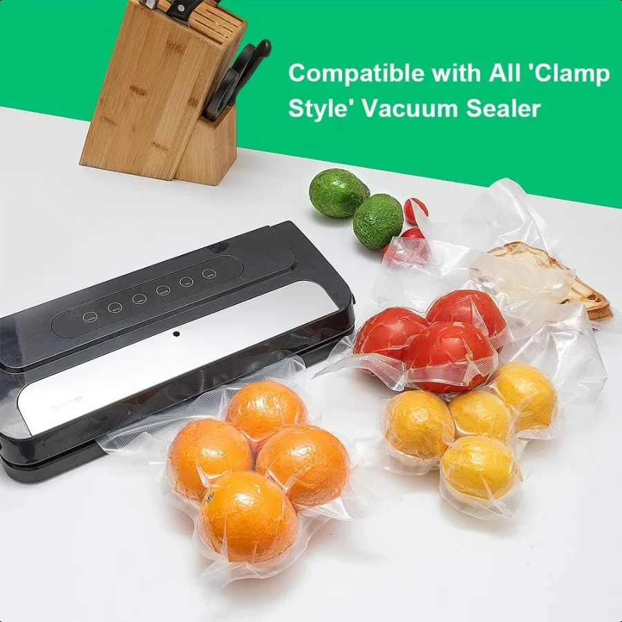 200 Hitungan Quart 8X12 Inci Tas Penyegel Vakum dengan Bebas BPA Tugas Berat Bagus untuk Penyimpanan Vac atau Memasak Sous Vide