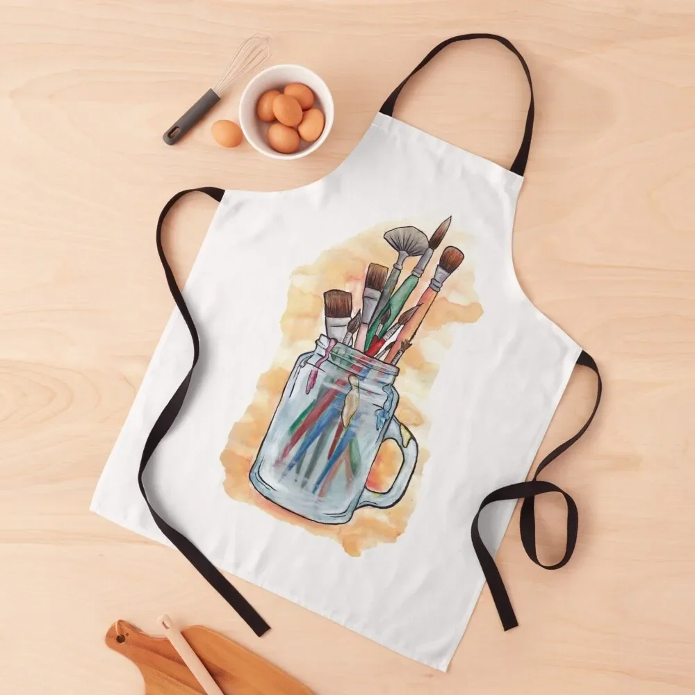 

Paint Brushes Apron Chef Uniform Women Home Supplies Korean professional kitchen Apron