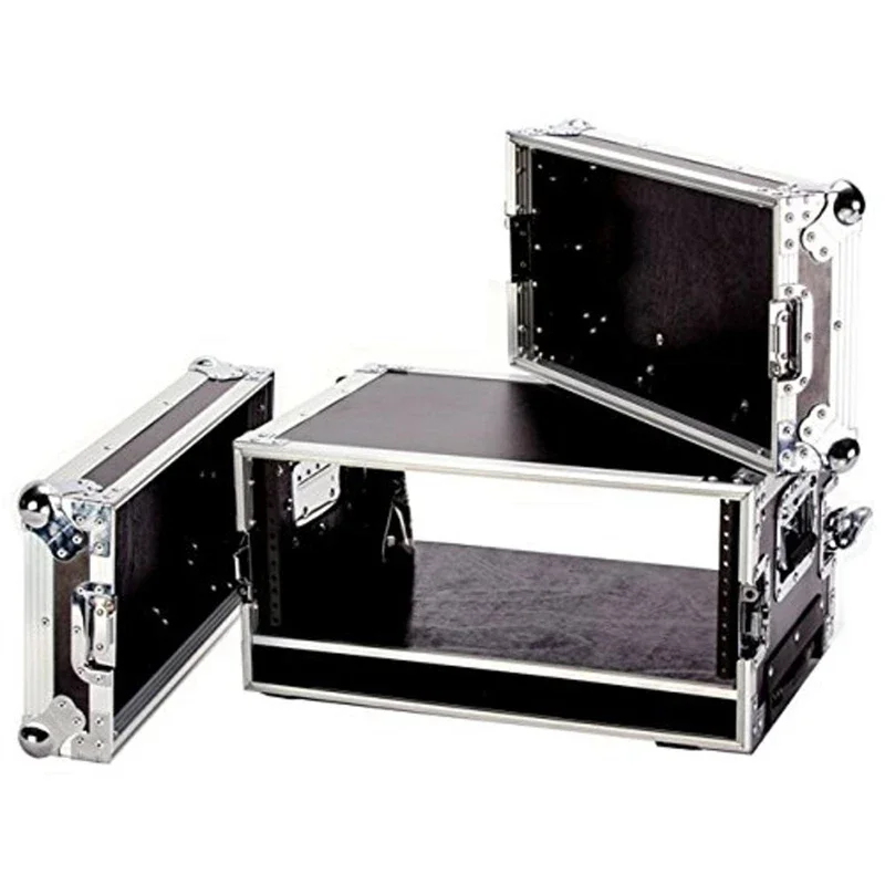 2024 New Aluminum Aviation Flight Road 4u Deluxe Amplifier Rack Case with Pull-Out Handle and Wheels Laminated Plywood Case