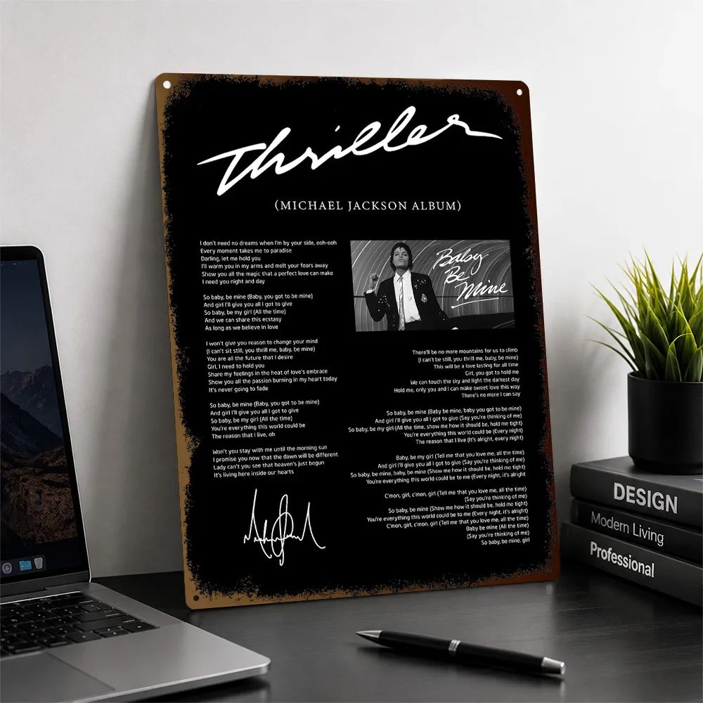 Michael Jackson Baby Be Mine Lyrics Textured Poster Customized Metal Tin Sign Striking Album Culture Wall Art For Music Lovers