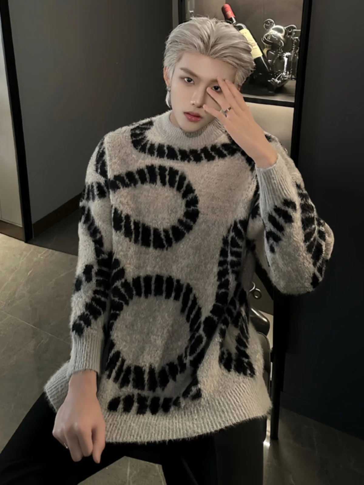 

Мужской трикотаж с высоким воротником American Sle f, свитер с ленивым базовым слоем, топ Cleanfit Haome, мягкий удобный свободный крой