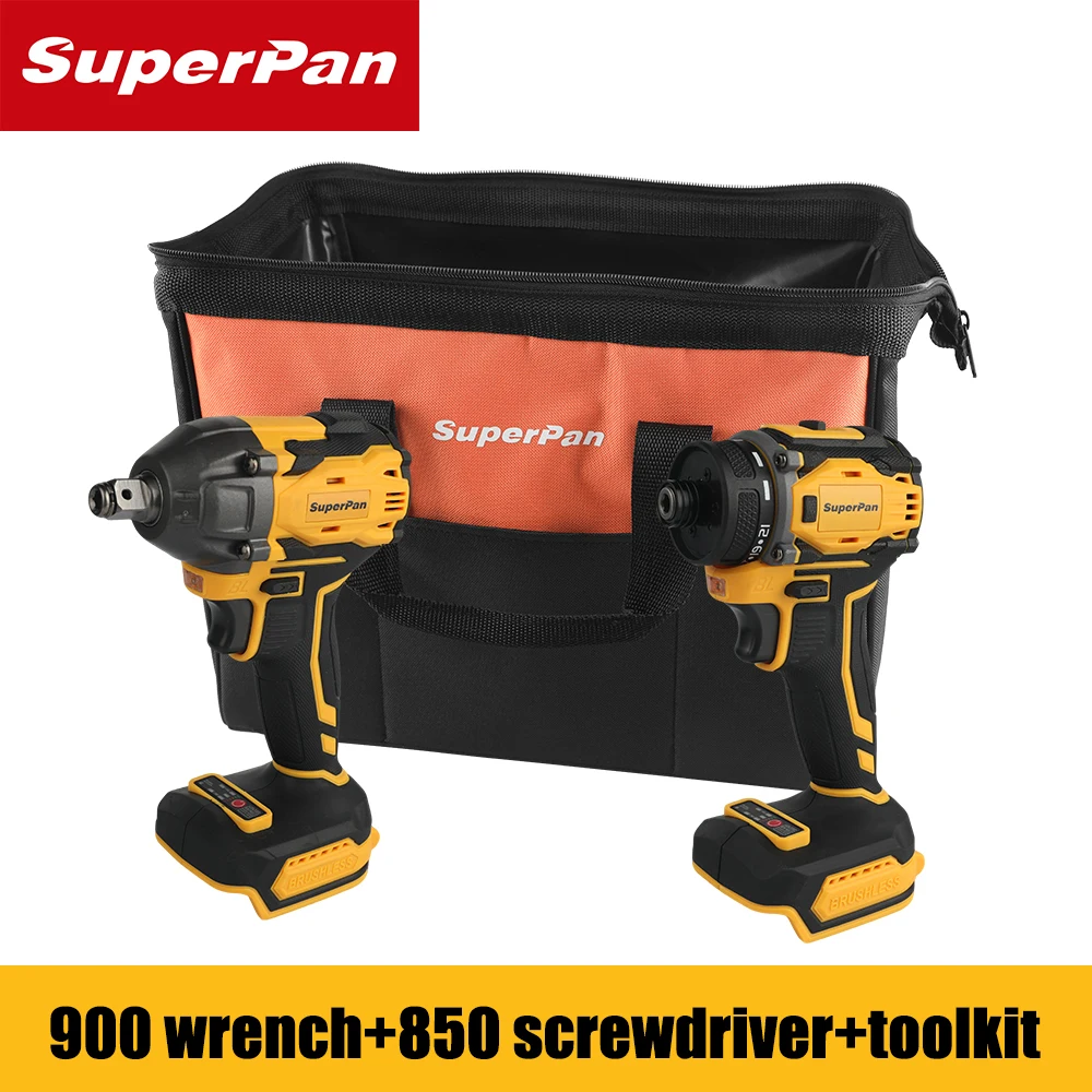 

SuperPan 2PCS Cordless Brushless Impact Wrench & Screwdriver Bare Tool,Electric Wrench & Driver Set for Fastening & Disassembly