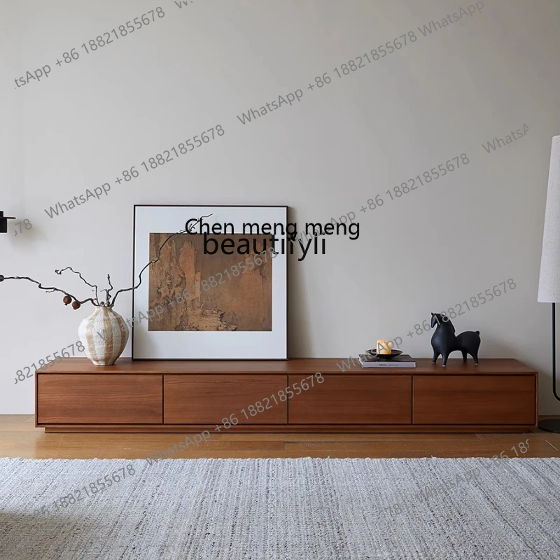 

X Modern Minimalist Solid Wood TV Cabinet Coffee Table Living Room Wabi-Sabi Style Old Elm Wood Floor-standing