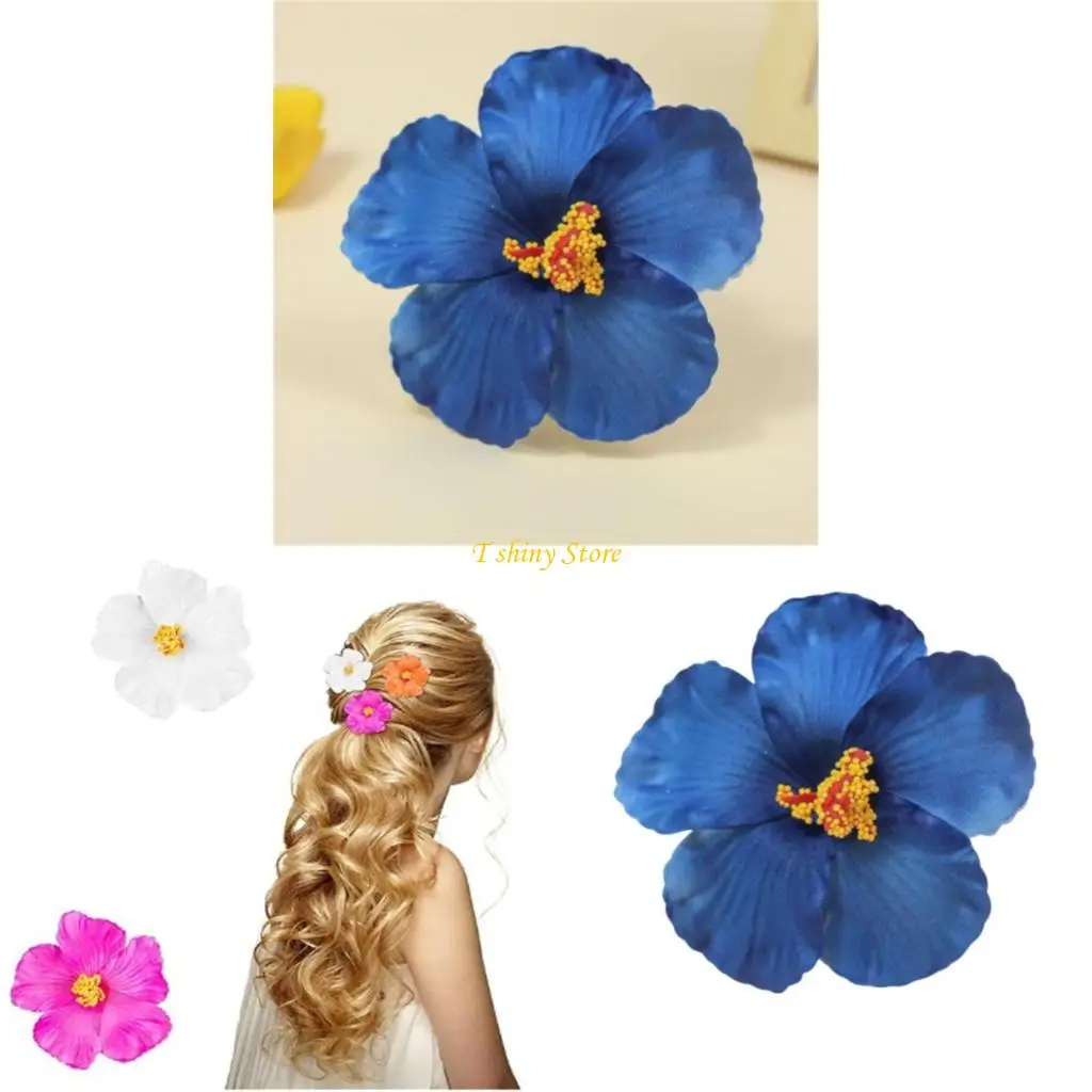 N58f Siumlation Flower Hair Clip Women and Girl Hibiscus Hair Barrette Barrette Hair Accessories For Vacation and Beach Parties