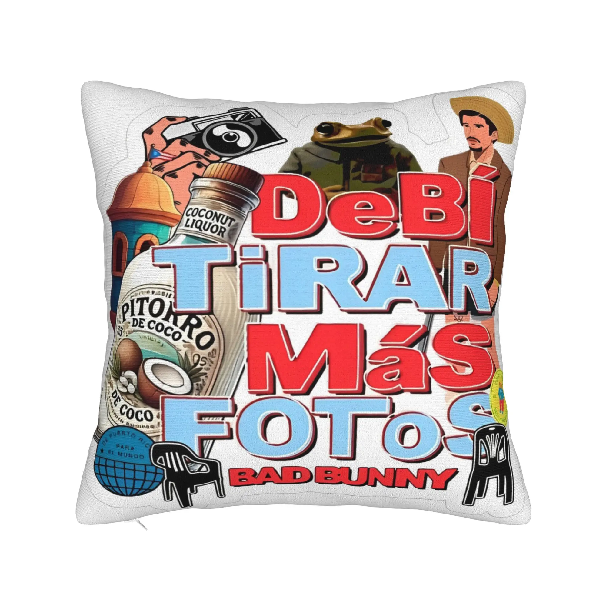 Bad Bunny DTMF Music Square Pillowcases Polyester Room  Cushion Case Creative Decor Throw Pillow Case 45*45
