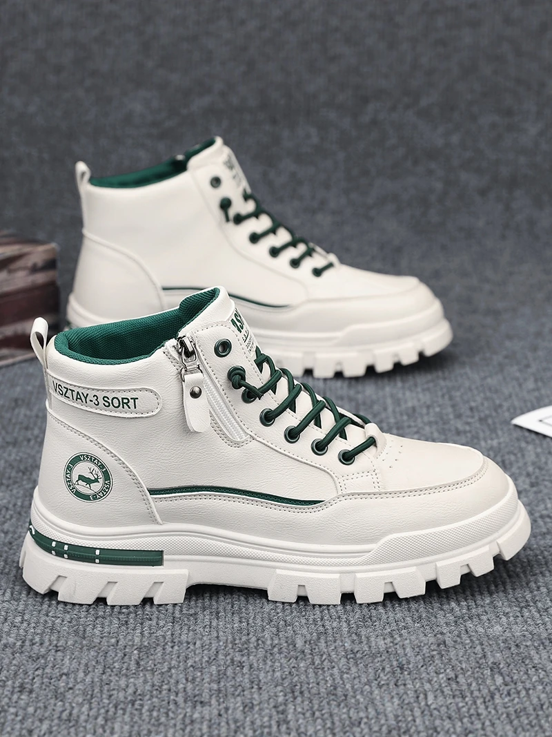 

Men's High-Top Casual Boots Large Size Lightweight Anti-Slip Leather Shoes Comfortable All-Match Winter Boots