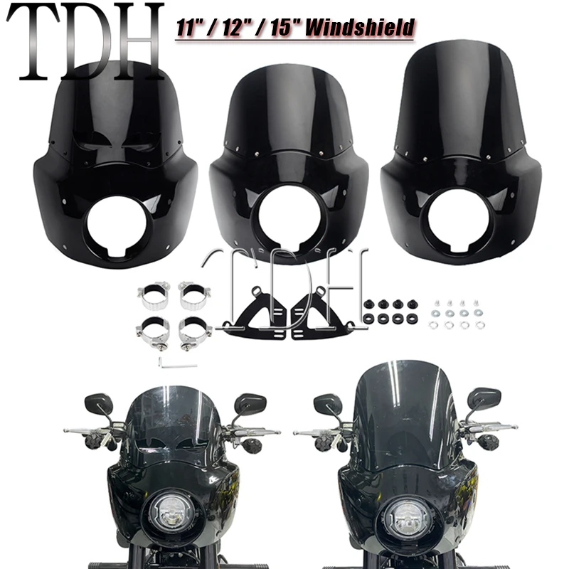 

Windshield Wind Shield Screen Front Headlight Fairing W/ Mounting Hardware For Harley Dyna Super Glide Street Bob Low Rider FXD