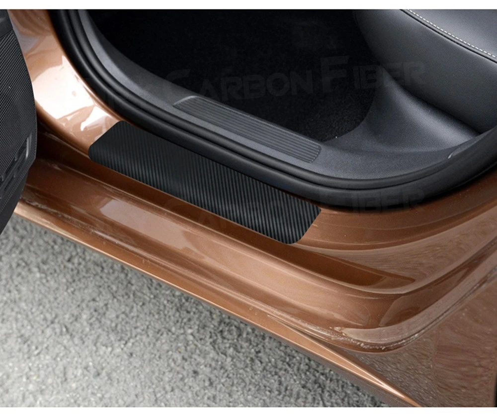 Película de protección impermeable para umbral de puerta de coche, pegatina de fibra de carbono, tira protectora de pasta DIY para coches universales