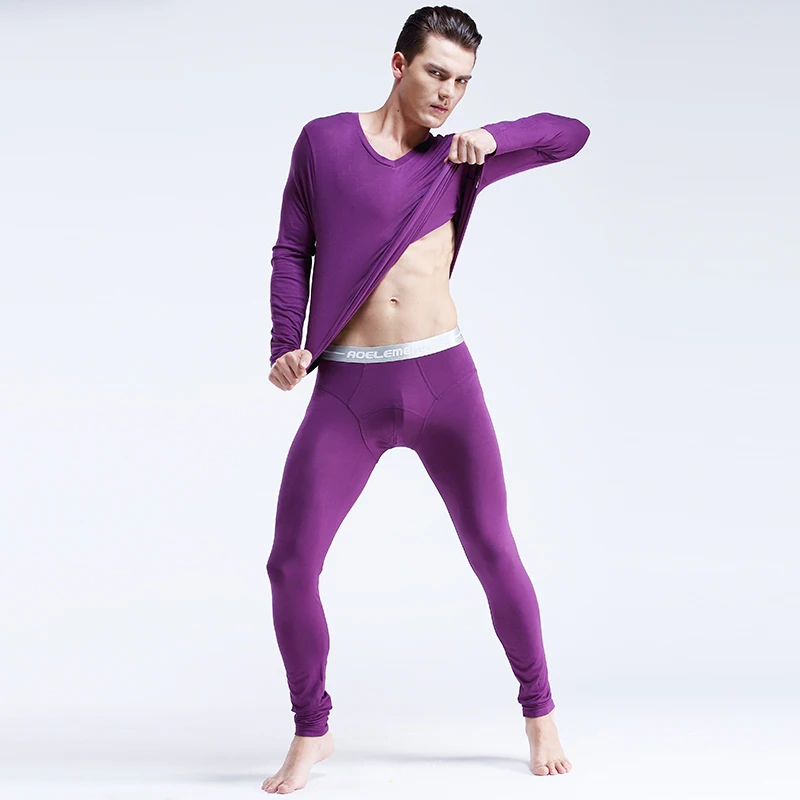 5 قطع للرجال من ملابس داخلية جونز طويلة دافئة ورقبة على شكل حرف V رفيعة ومريحة