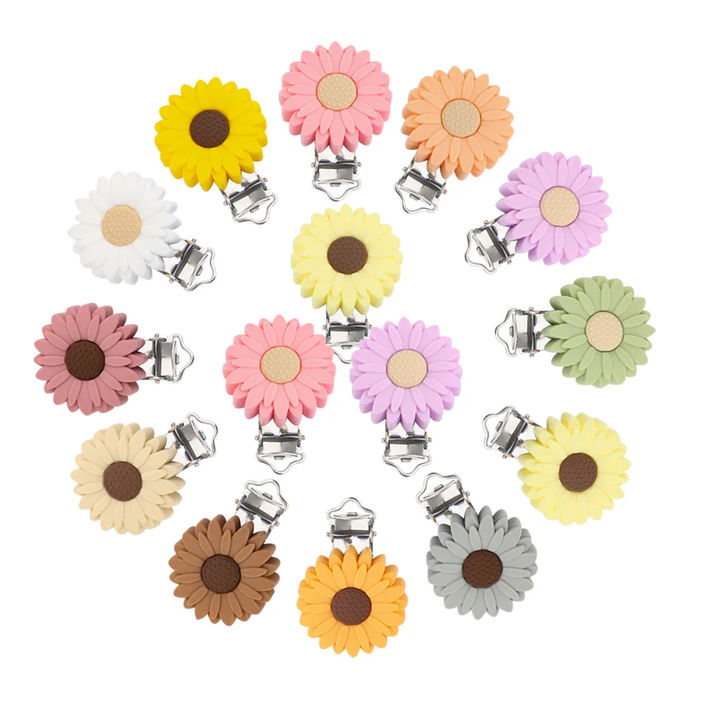 2/3/10Pcs Blume Silikon Perlen Daisy Schnuller Clip Food Grade Silikon DIY Baby Schnuller Kette Für schmuck Machen Focal Perlen