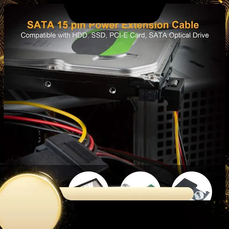

SATA Power Cable, 2-Pack 8-Inch SATA 15 Pin Male To 2XSATA 15 Pin Down Angle Female Power Splitter Cable
