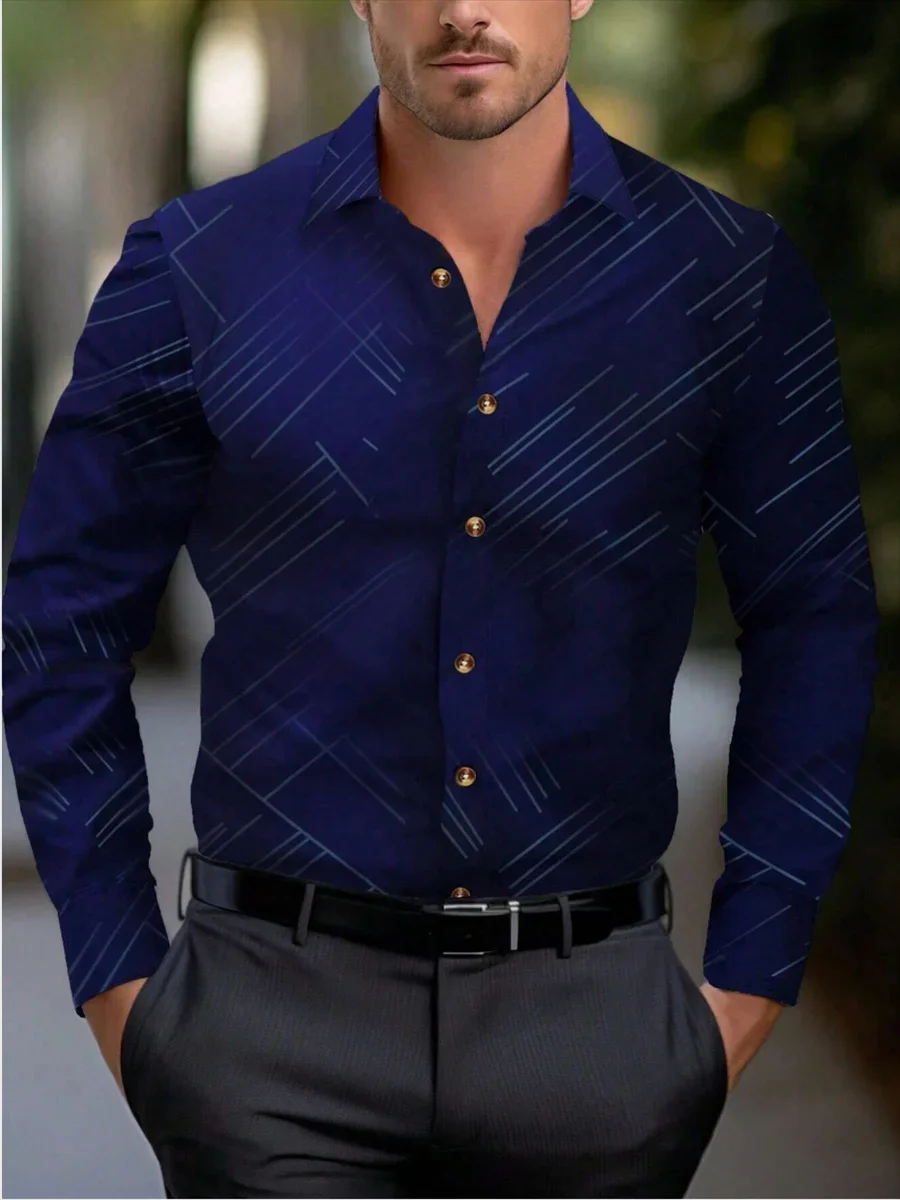 Camicia da uomo 10 colori a righe a maniche lunghe con risvolto bottoni hawaiani per le vacanze, moda, comfort casual XS-6XL consegna veloce