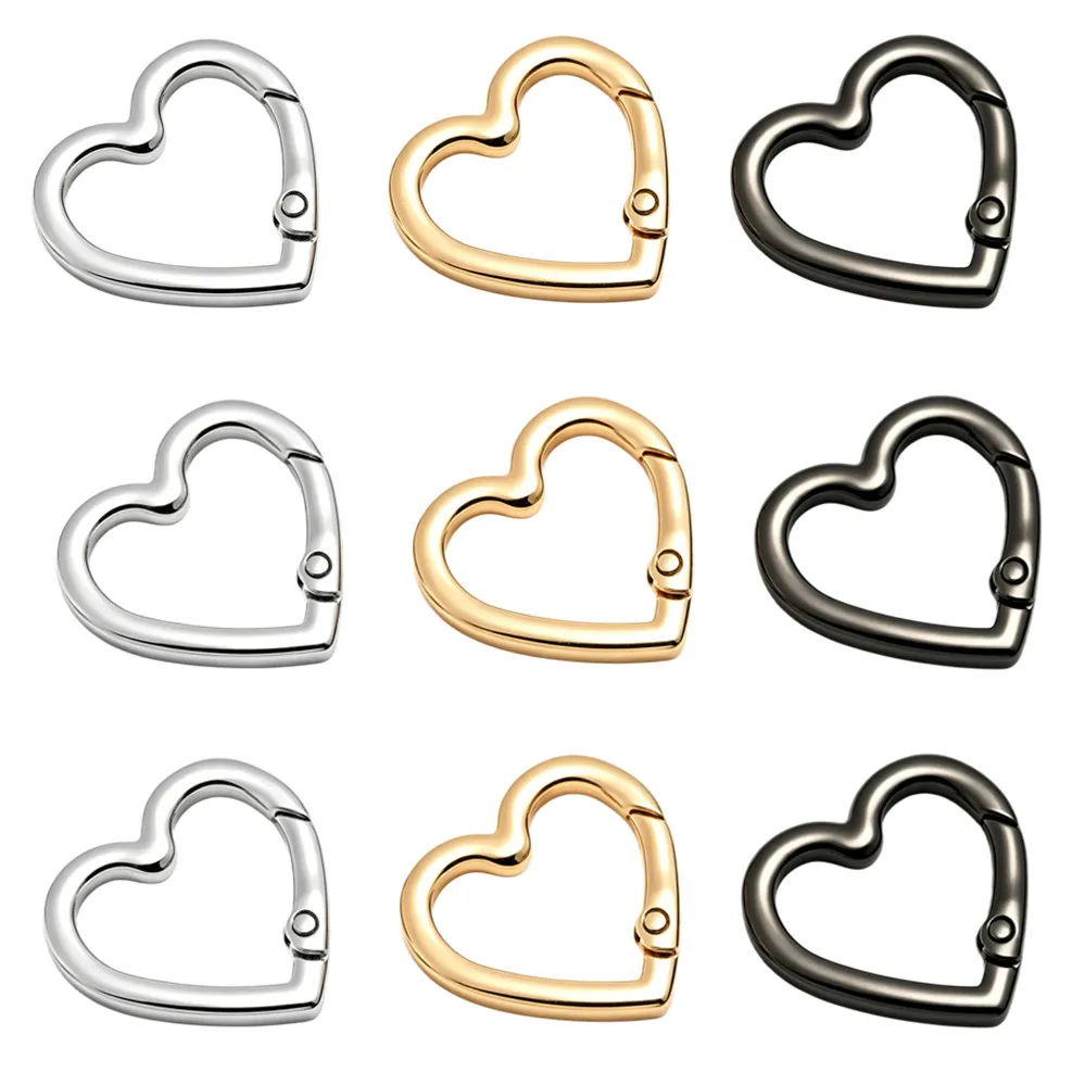 5pcs Spring O Heart Shape Ring Open Leather Bag Handbag Belt Strap Buckle Connecter Key Findings Pendant Snap Clip Zinc alloy